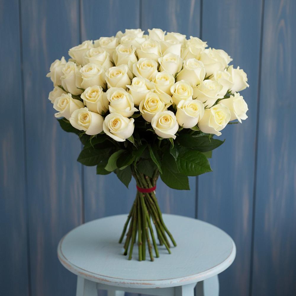Букет 51 Белая роза Эдлесс Лав в Архангельске