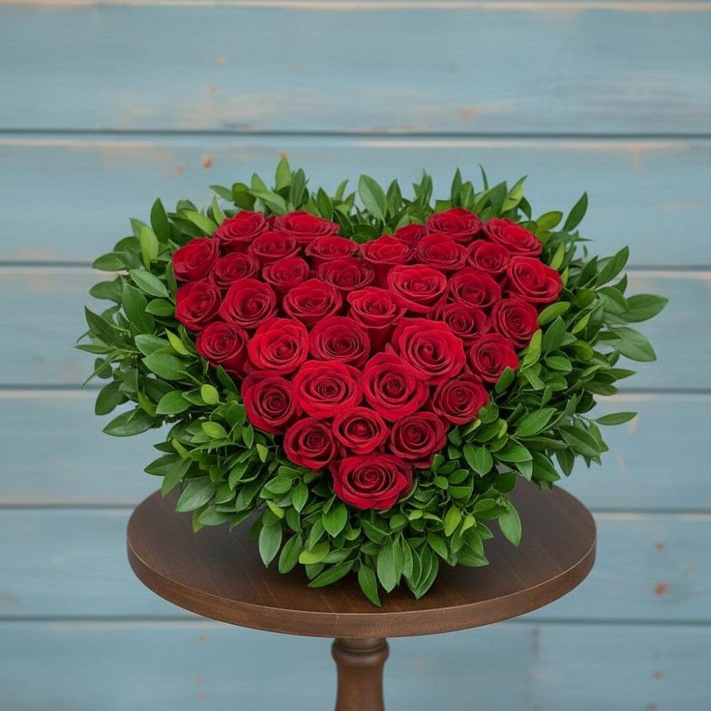 Цветочная композиция из Розы в виде сердца в Архангельске