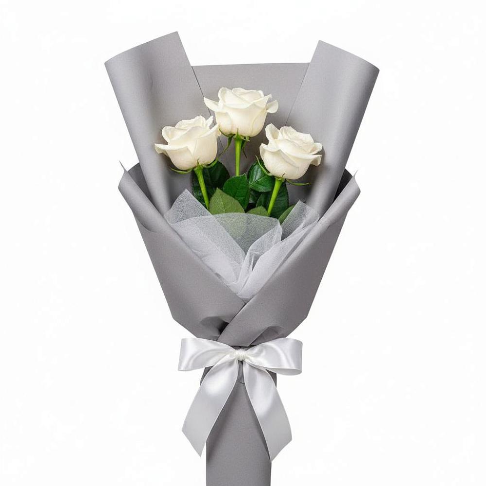 Букет 3 белые розы в Архангельске