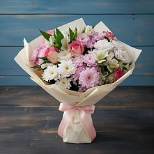 Букет цветов из:  Хризантемы, Альстромерии и Розы в Архангельске