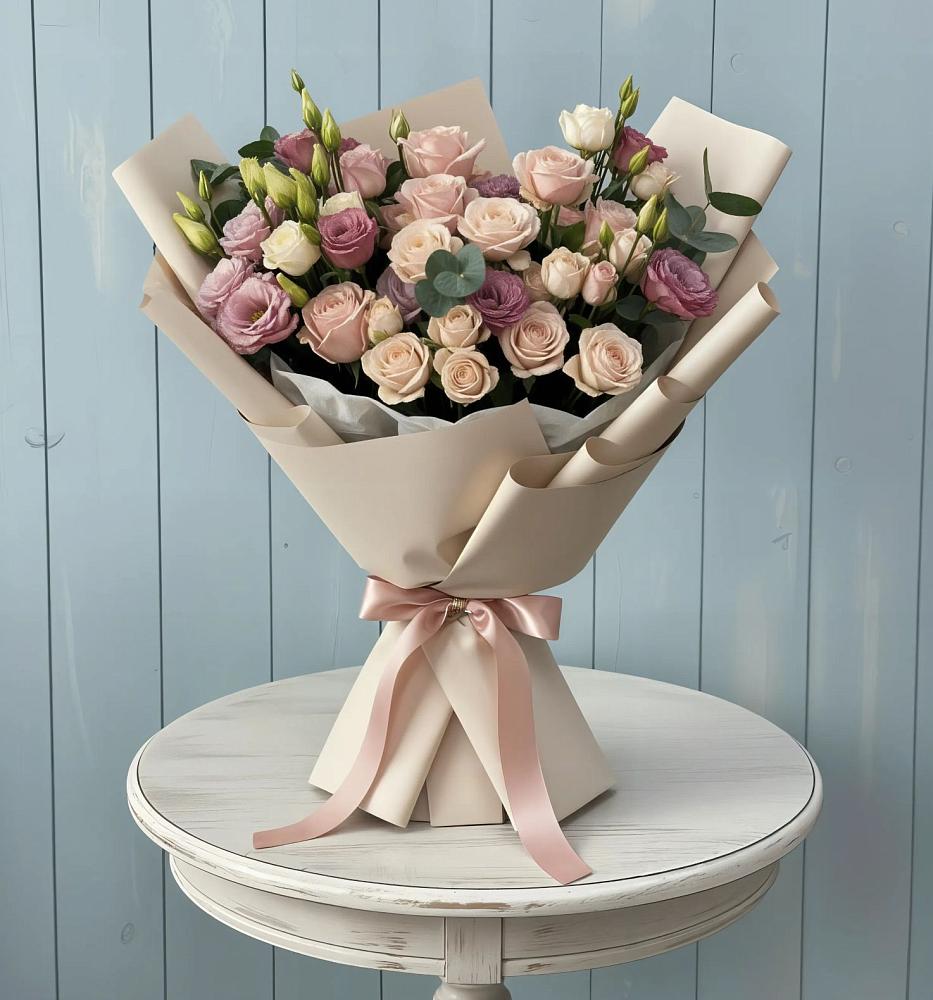 Букет цветов из: Розы и Лизиантусы в Архангельске