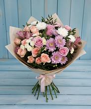 Букет цветов из:  Хризантемы, Розы и Альстромерии в Архангельске